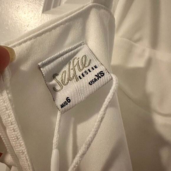 Selfie Leslie - XS -  Ruched Midi Dress - White (never worn) - Picture 3 of 5
